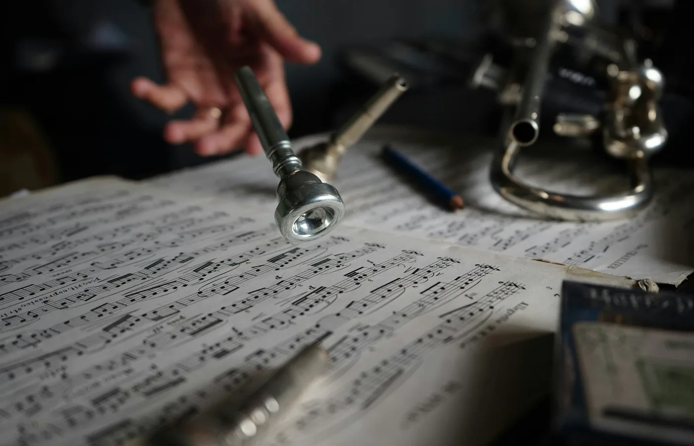 Musical instruments — violin and orchestral strings in warm light
